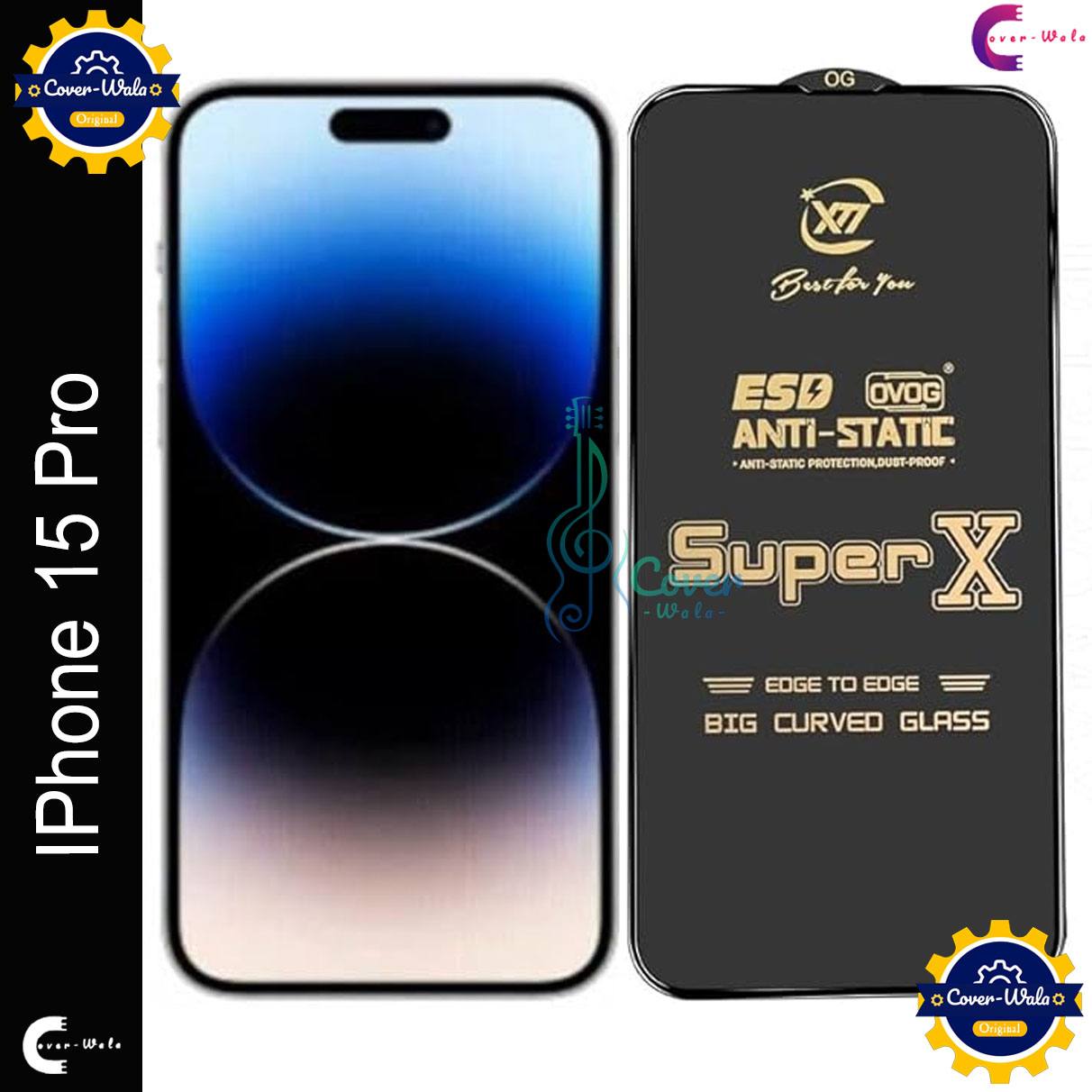 Picture of Tele Shield Premium Edge to Edge Super X Tempered Glass Screen Protector for Apple IPhone 15 Pro - Pack of 1 (Black)