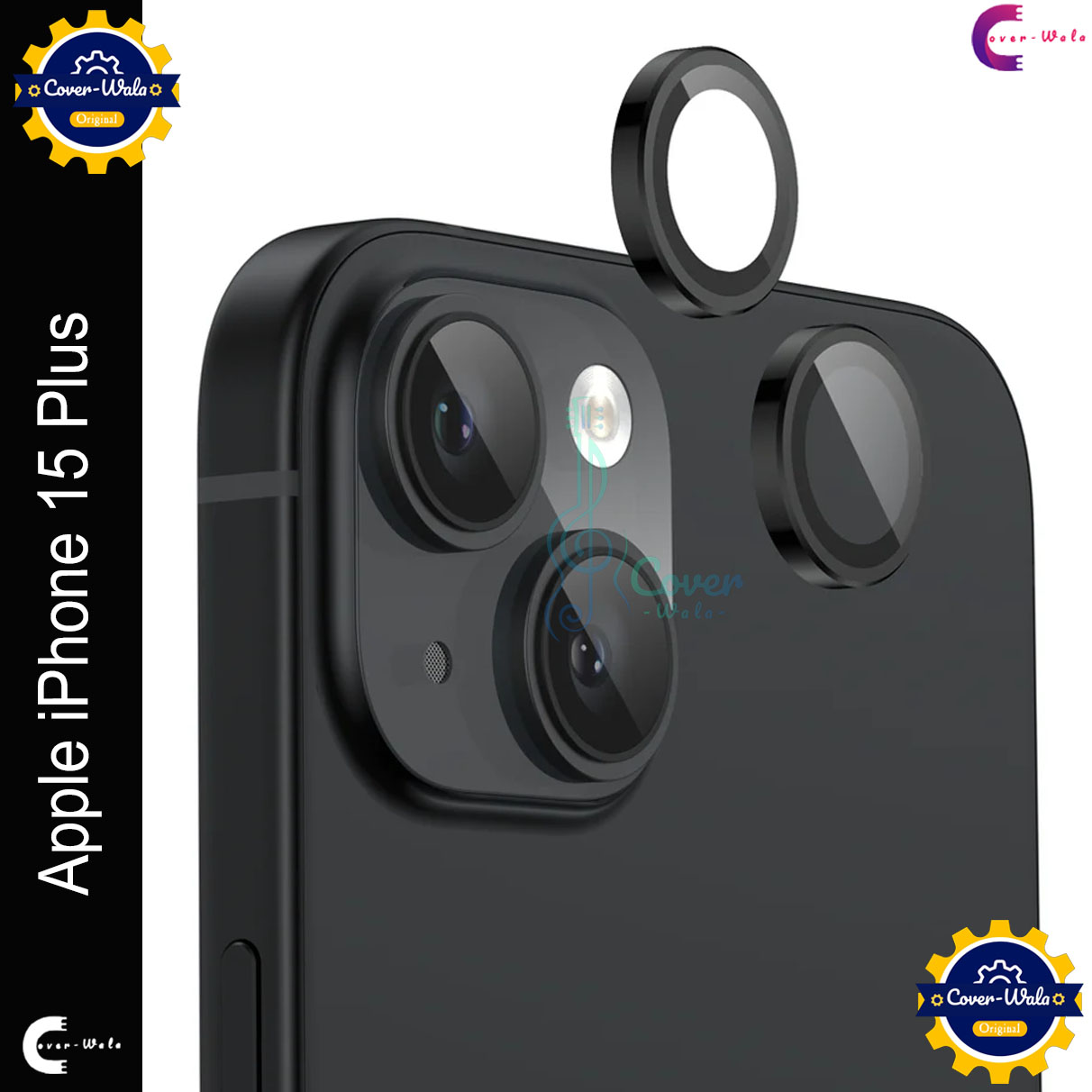 Picture of For Apple iPhone 15 Plus Camera Protector WSKEN Metal Ring Tempered Glass Camera Lens Protector