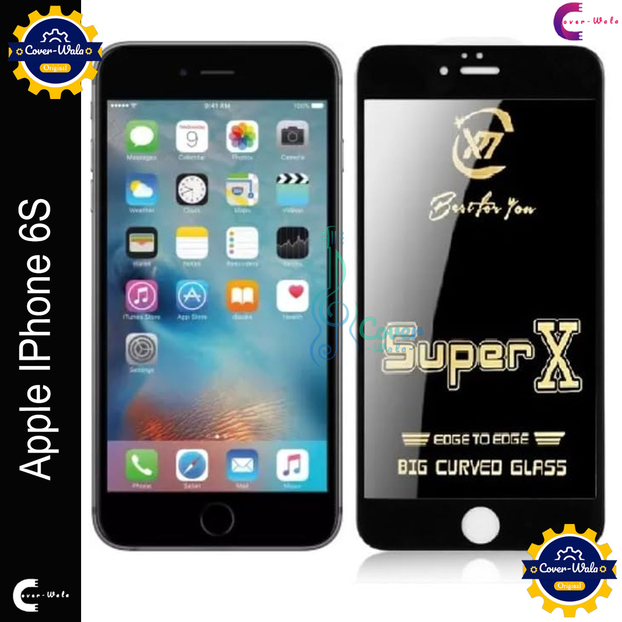 Picture of Tele Shield Premium Edge to Edge Super X Tempered Glass Screen Protector for Apple iPhone 6s - Pack of 1 (Black)