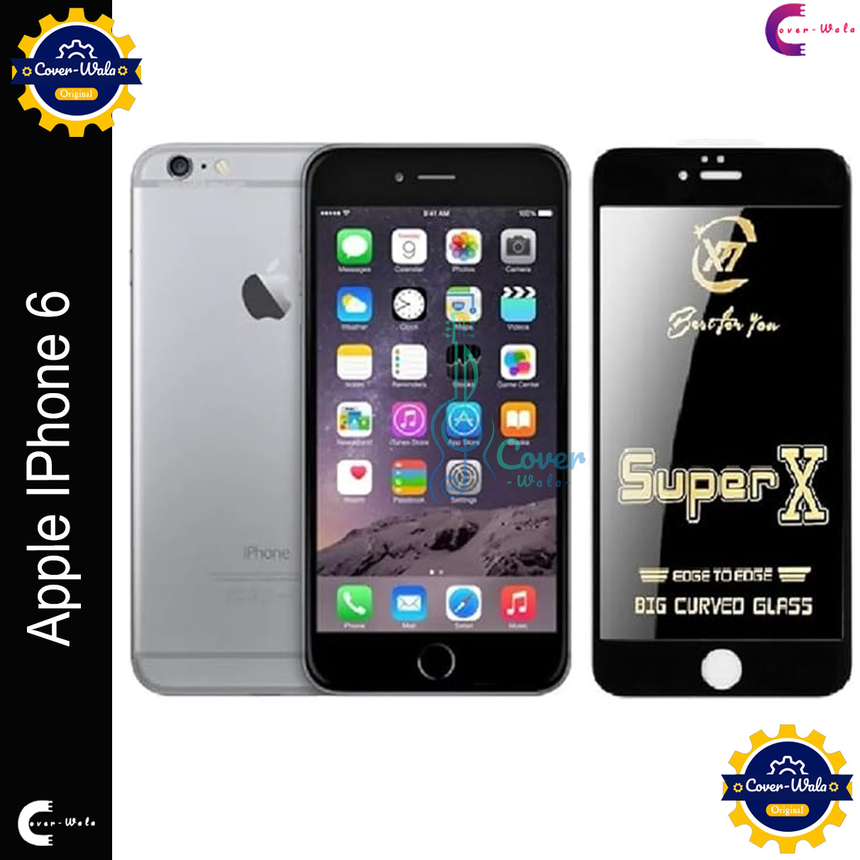 Picture of Tele Shield Premium Edge to Edge Super X Tempered Glass Screen Protector for Apple IPhone 6 - Pack of 1 (Black)