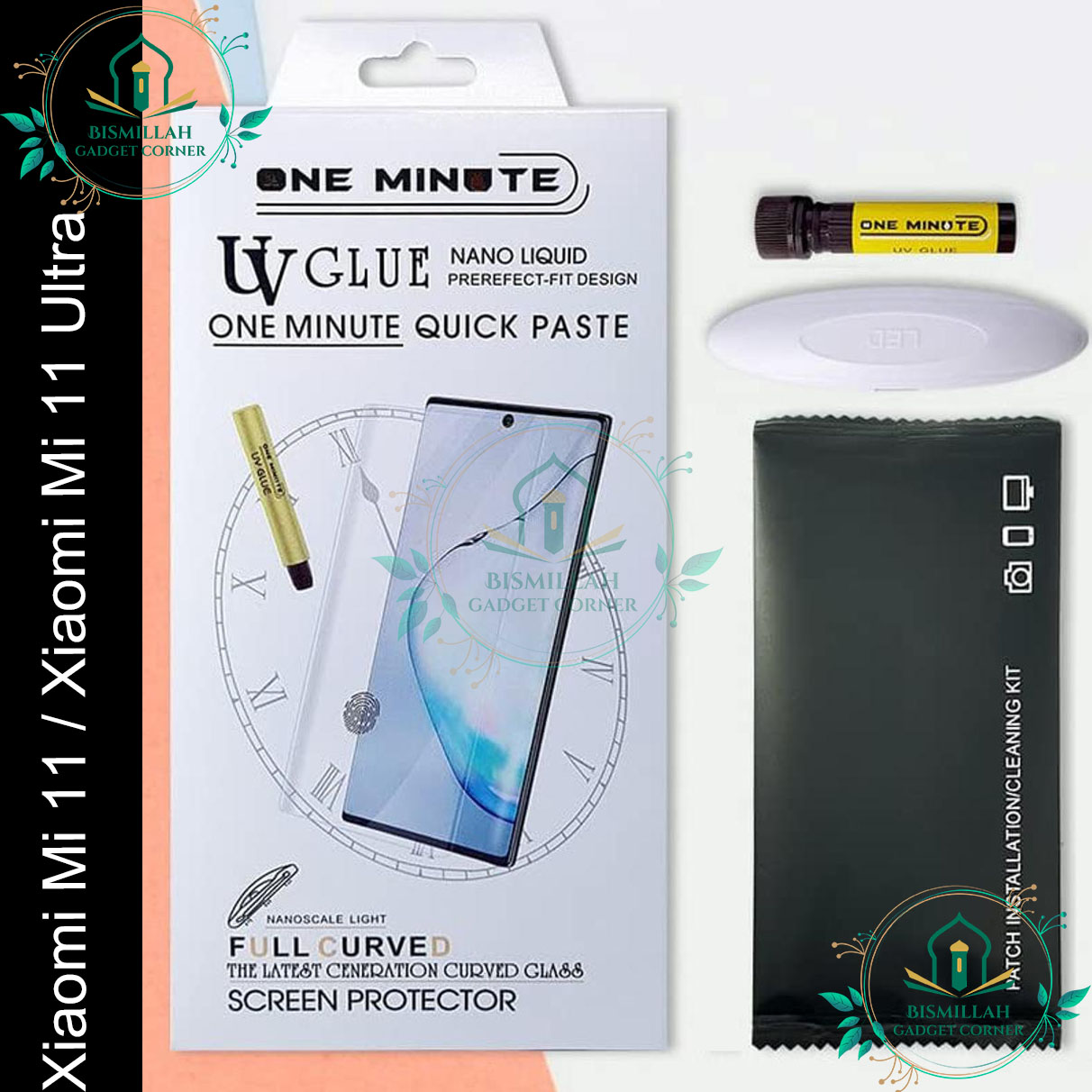 Picture of Premium UV Tempered Glass For Xiaomi Mi 11 / Xiaomi Mi 11 Ultra Screen Protector Curved with Liquid Glue and UV Light -Transparent Clear