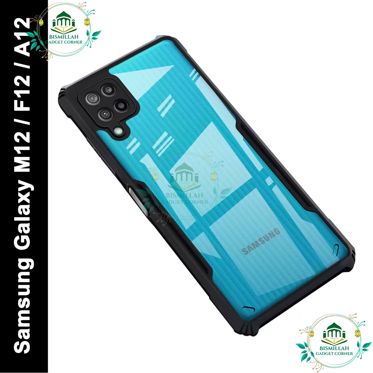 Picture of Xundd Back Cover for Samsung Galaxy A12/ Samsung Galaxy M12 / Samsung Galaxy F12 Transparent Hybrid Hard PC Back Bumper