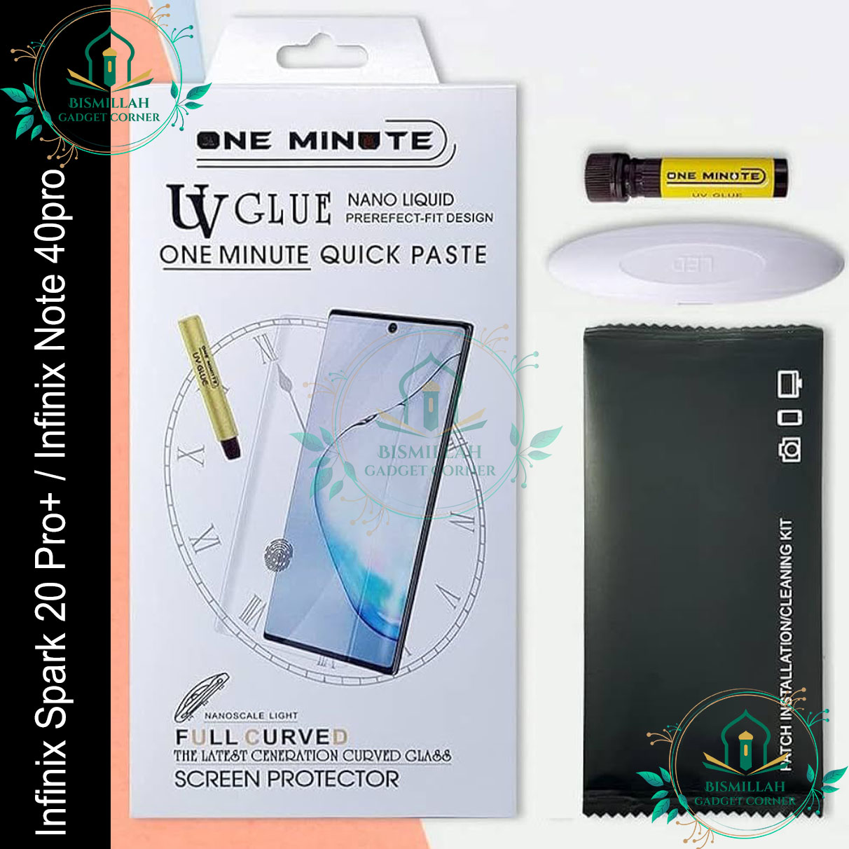Picture of Premium UV Tempered Glass For Tecno Spark 20 Pro+ / Infinix Note 40 Pro  Screen Protector Curved with Liquid Glue and UV Light -Transparent Clear