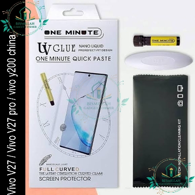 Picture of Premium UV Tempered Glass For Vivo V27 / Vivo V27 pro / vivo Y200 china Screen Protector Curved with Liquid Glue and UV Light -Transparent Clear