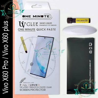 Picture of Premium UV Tempered Glass For Vivo X60 Pro / Vivo X60 plus Screen Protector Curved with Liquid Glue and UV Light -Transparent Clear Vivo X60 Pro+