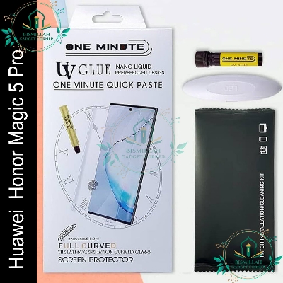 Picture of Premium UV Tempered Glass For Huawei Honor Magic5 Pro Screen Protector Curved with Liquid Glue and UV Light -Transparent Clear