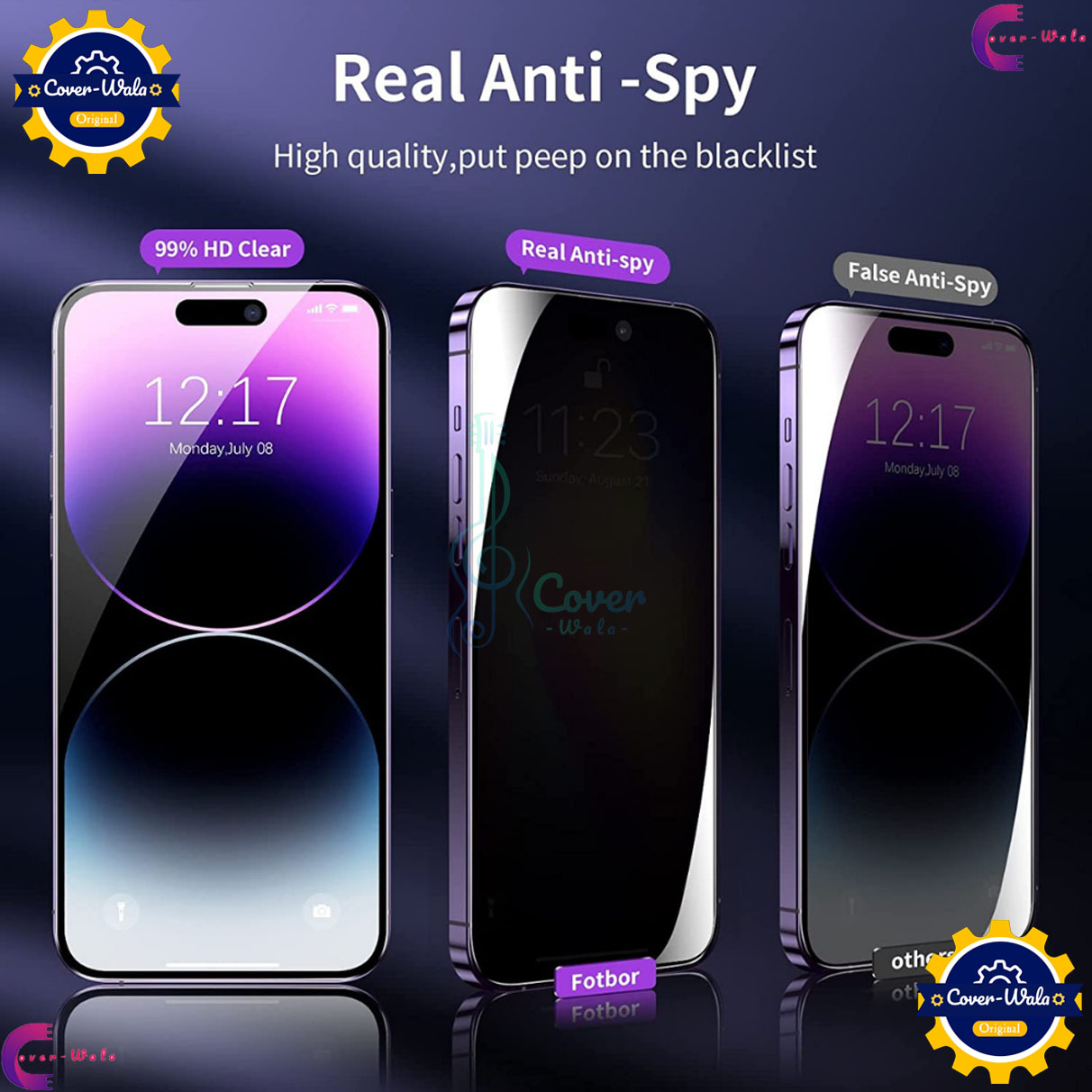 Picture of Super X / Rainbow / Privacy Tempered Glass Screen Protector Specially Designed For vivo Y33S / vivo Y33E / vivo Y33T / vivo Y35 4G / 5G / vivo Y35 Plus / vivo Y36i / vivo Y37 / vivo Y51 2020 DECEMBER Edge To Edge Coverage With Easy Installation Kit