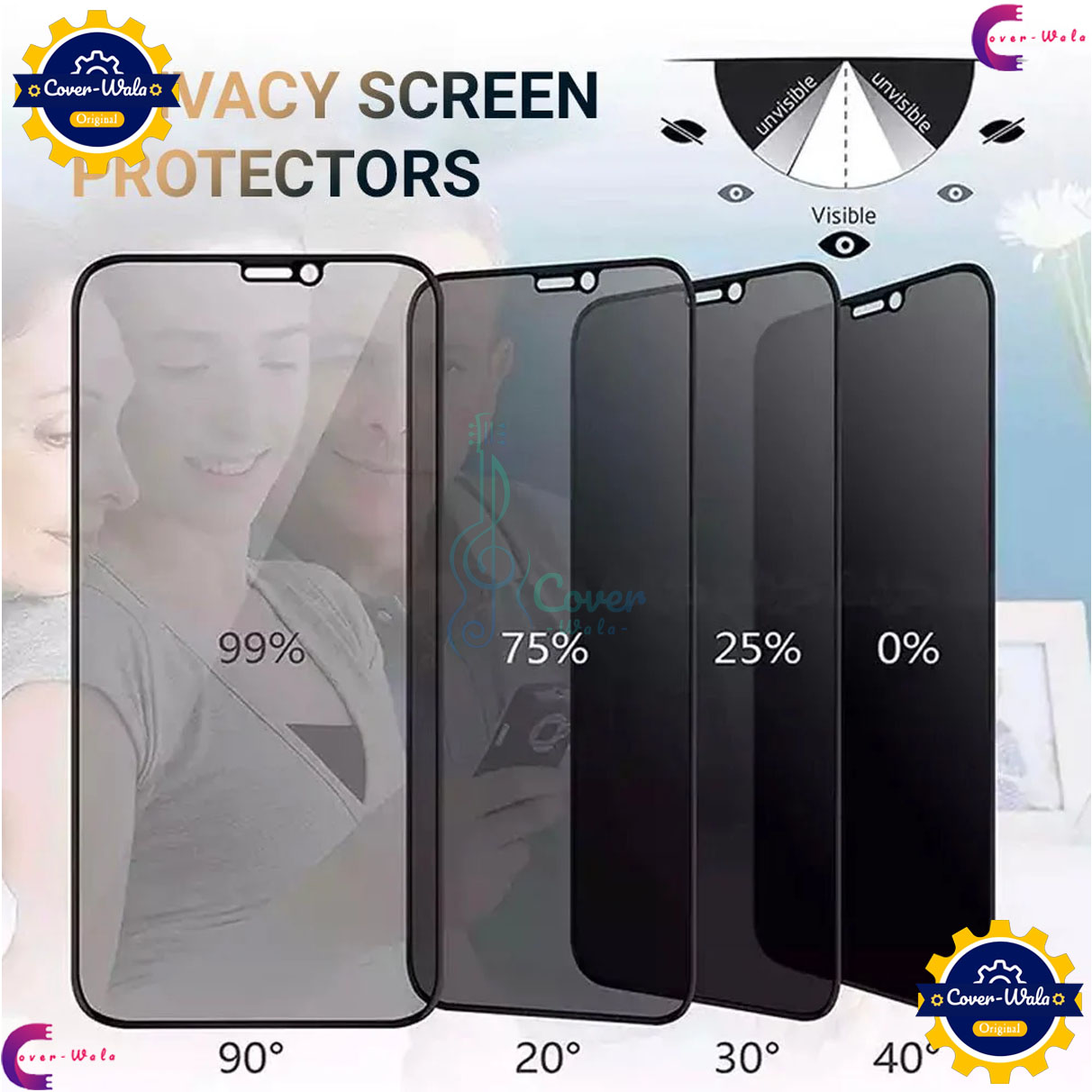 Picture of Super X / Rainbow / Privacy Tempered Glass Screen Protector Specially Designed For vivo Y33S / vivo Y33E / vivo Y33T / vivo Y35 4G / 5G / vivo Y35 Plus / vivo Y36i / vivo Y37 / vivo Y51 2020 DECEMBER Edge To Edge Coverage With Easy Installation Kit