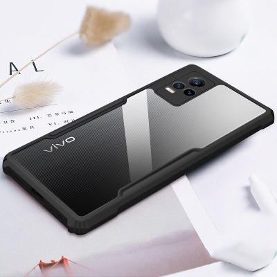 Picture of For Vivo V21E / Vivo Y73 Edge-Reinforced Shockproof Cushion Back Clear Hybrid Transparent Hard Cover Casing