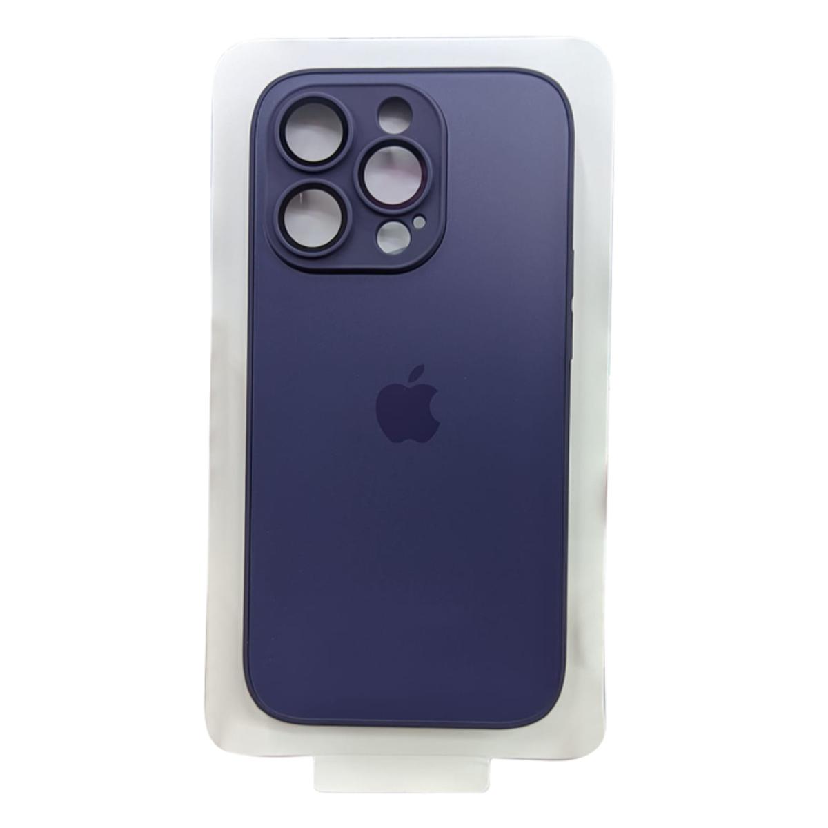 Picture of For apple iPhone 14 Pro Max 6.7" 2022 premium matte AG glass case back cover with sapphire Camera lense protector (Deep Purple)