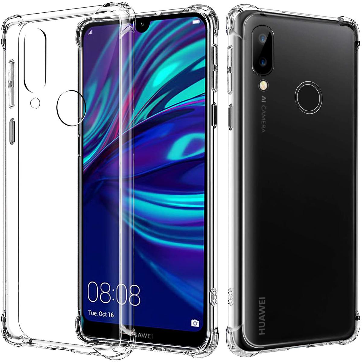 Picture of For Huawei Y7 2019 Transparent 6D Crystal silicone Bumper case antiShock corner Clear back cover