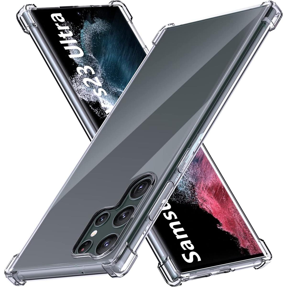 Picture of For Samsung Galaxy S23 Ultra Case, Scratch Resistant Soft TPU Back Cover Shockproof Silicone Gel Rubber Bumper Anti-Fingerprints Full-Body Protective Case Cover for (Transparent)