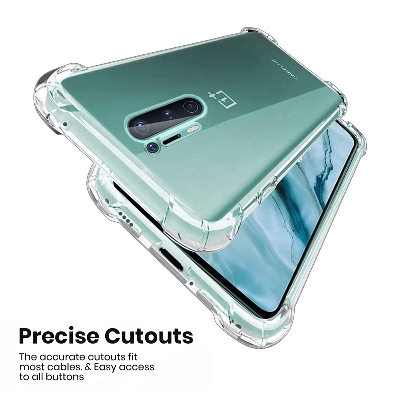 Picture of For OnePlus 8 Pro Silicone Shock Proof Hard Back Soft Air Corner Bumper Anti-Scratch Cover Case for "OnePlus 8 Pro" (Transparent cover)
