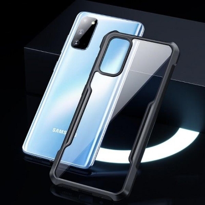 Picture of XUNDD Brand Case For Samsung Galaxy S20 S20 5G Military Grade Drop Tested Slim Clear Back with Shockproof Soft TPU Bumper Frame Cover Black and Transparent