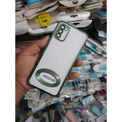 Picture of For Samsung Galaxy A02s/A03S cover White Translucent Frosted Feel Color Borders Logo Hole With Camera Protection Clear Back Case`