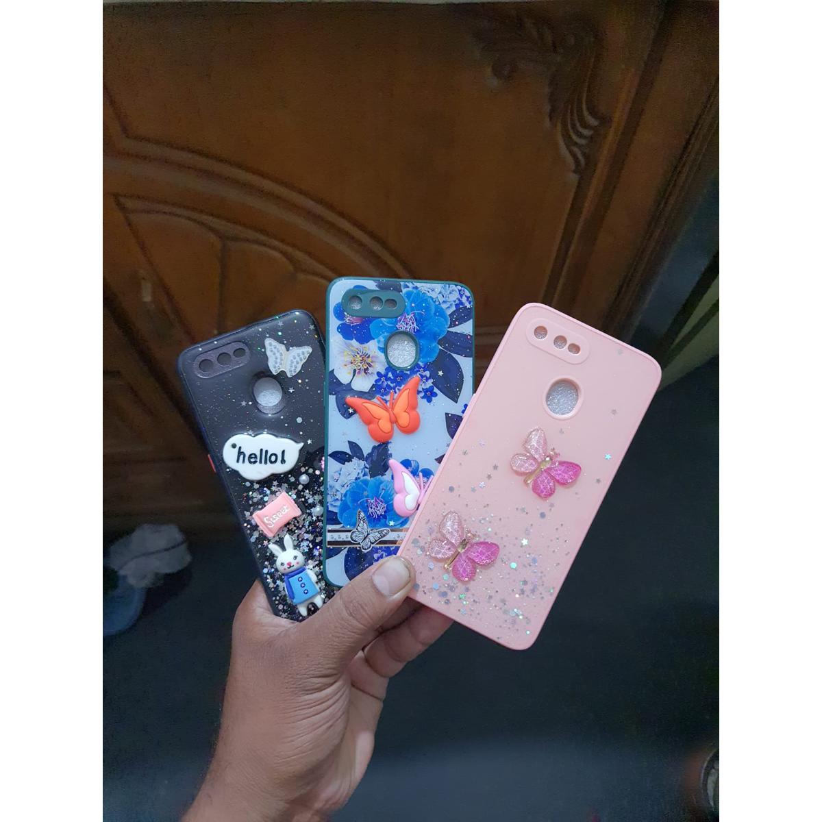 Picture of For oppo A12/A5s/F9/F9pro/A7 Glitter hd print Back Cover with Riband soft silicone case - Phone Back Cover