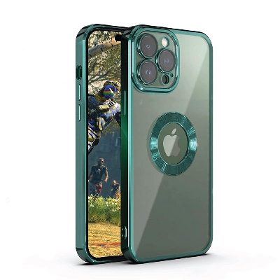 Picture of For iPhone 12/12 Pro Unique View Electroplating Clear Transparent Soft TPU Phone Case Logo Showing Back Cover