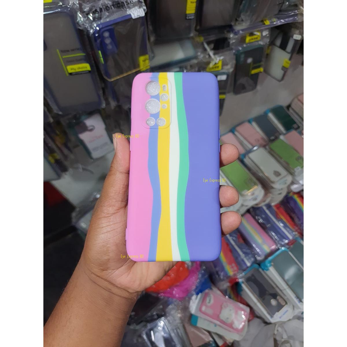 Picture of For Oneplus 9 pro Luxury Rainbow Silicone Protect Back Cover Soft Cases