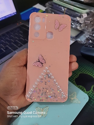 Picture of For Infinix Hot 12I Back Cover Cartoon Onlookers Stellalou Wrist Strap Phone Case Candy Color Shock Proof Protective Phone Cases - Camera