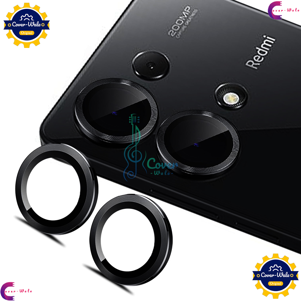 Picture of For Xiaomi Redmi Note 13 Pro 4G Camera Protector WSKEN Metal Ring Tempered Glass Camera Lens Protector Power by Cover Wala