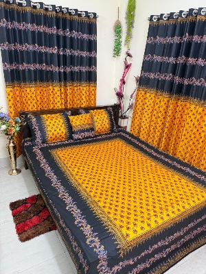 Picture of Block Bed Sheet With Two Pillow Covers