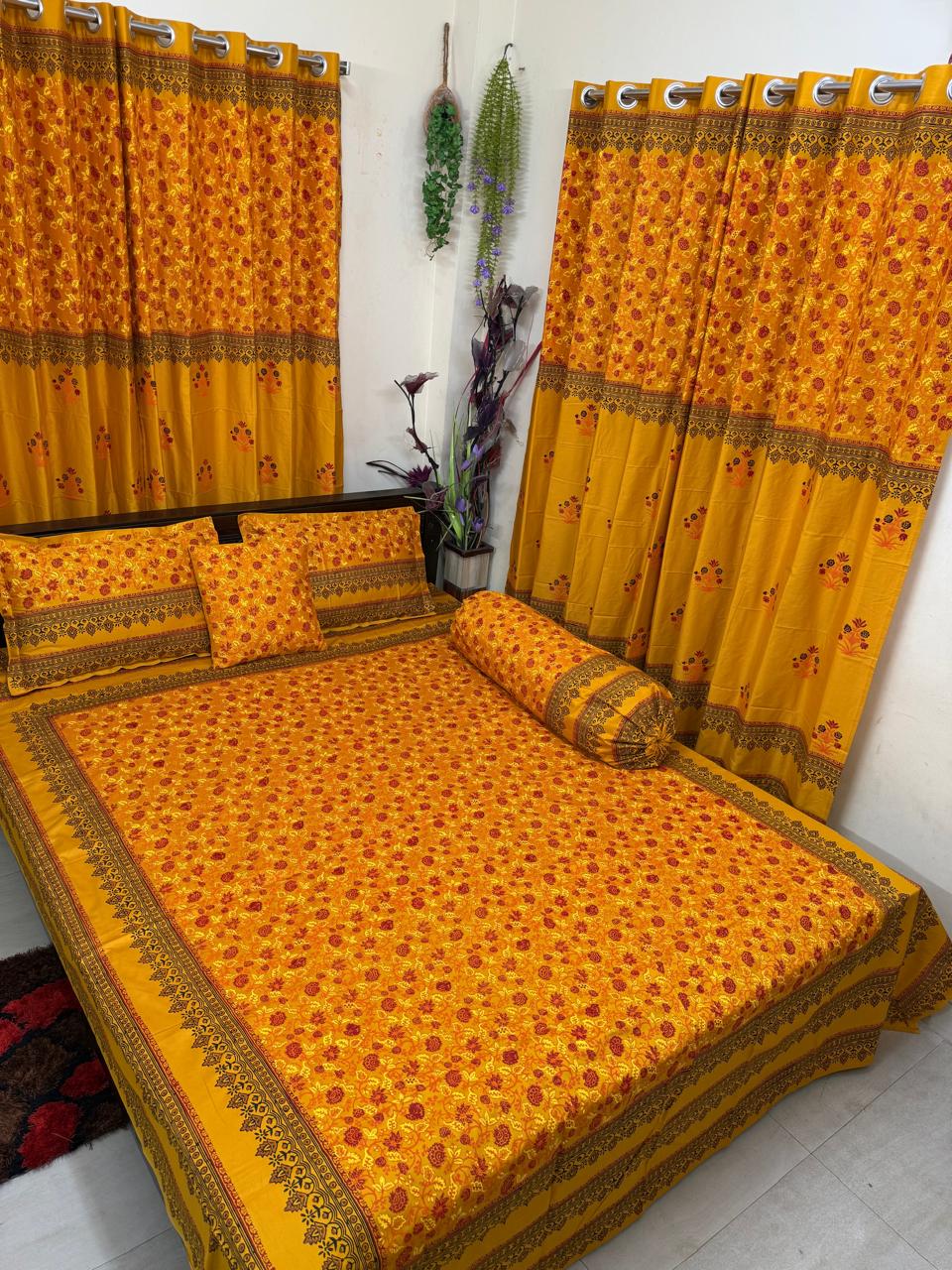 Picture of Block Bed Sheet With Two Pillow Covers