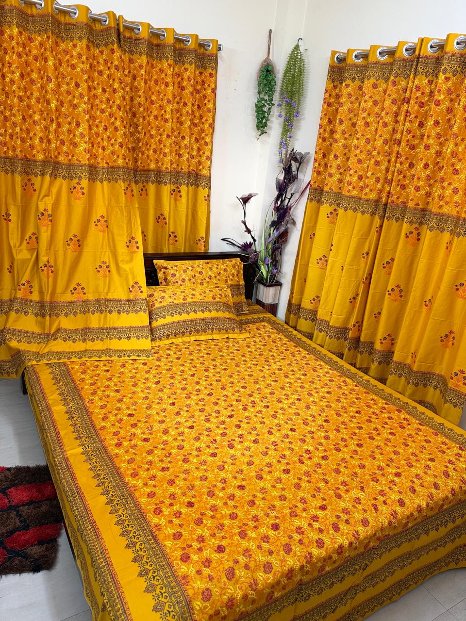 Picture of Block Bed Sheet With Two Pillow Covers