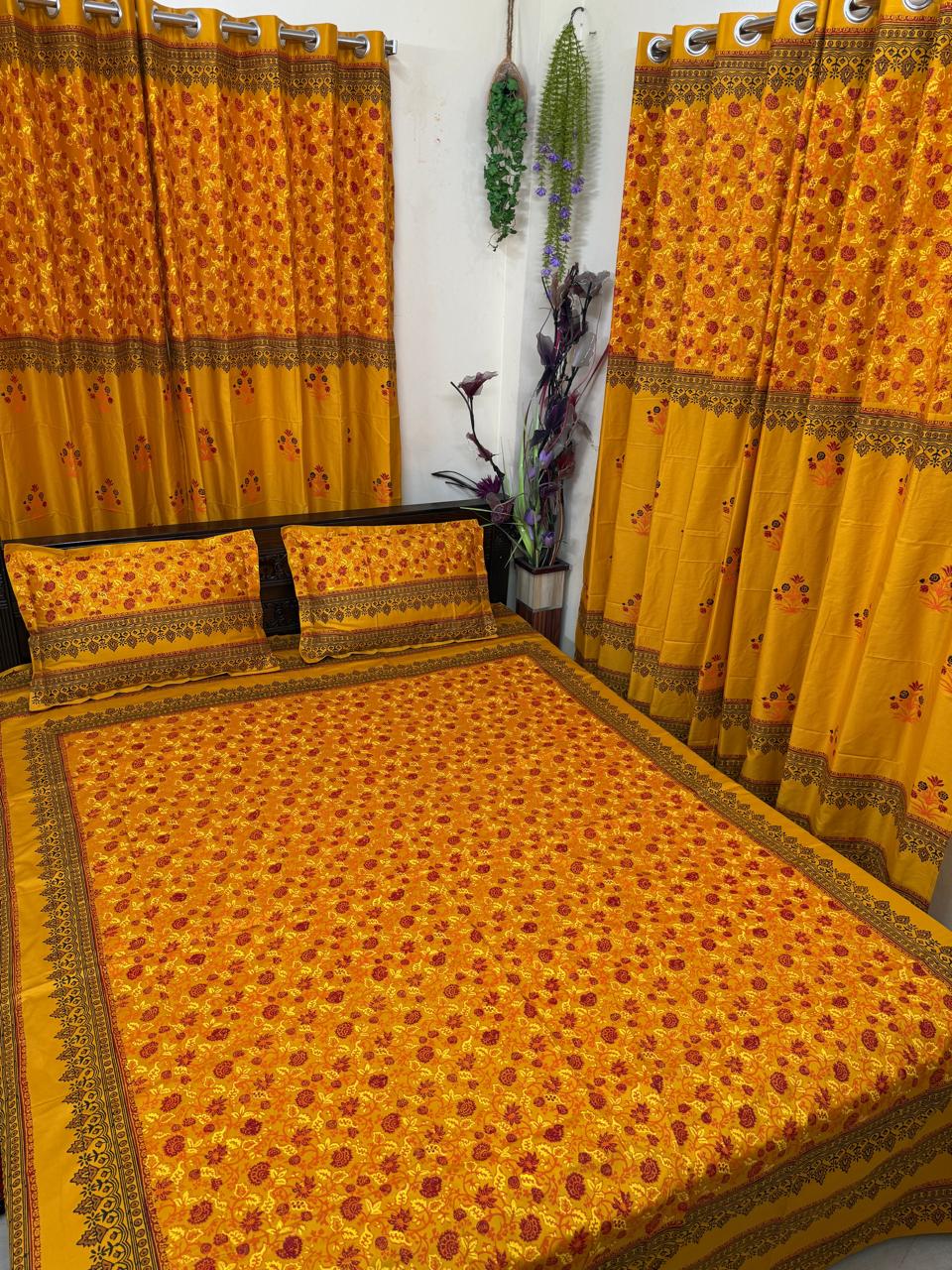 Picture of Block Bed Sheet With Two Pillow Covers