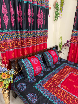 Picture of Block Bed Sheet With Two Pillow Covers