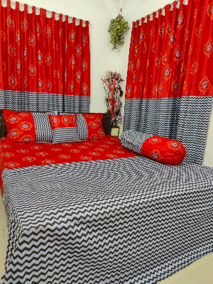 Picture of Block Bed Sheet With Two Pillow Covers