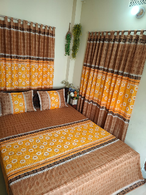 Picture of Block Bed Sheet With Two Pillow Covers