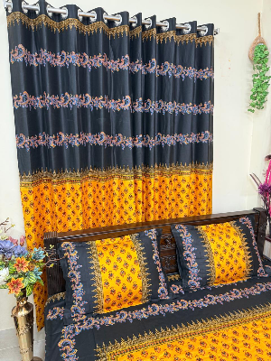 Picture of Block Bed Sheet With Two Pillow Covers