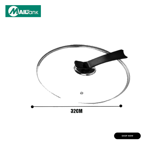 Picture of Glass Lid for Frying Pan, Fry Pan, Skillet, Pan Lid with Handle Coated in Silicone Ring ,32cm