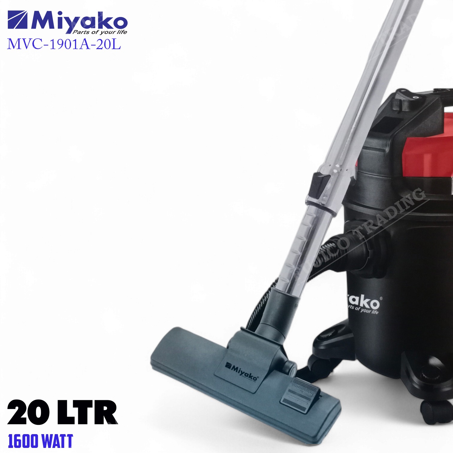 Picture of Miyako MVC-1901A-20L 1600 WATT 20 LTR 3 In 1 Wet/Dry/Blow Vacuum Cleaner