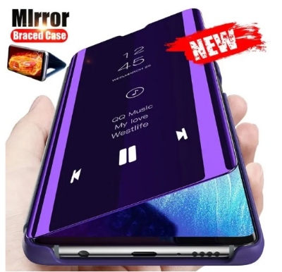 Picture of for iPhone XR Case, Luxury Smart Clear View Stand Flip Folio Cover Electroplate Plating PC Mirror Case Ultra Slim Thin 360 Degree Full Body Protective Case for iPhone XR