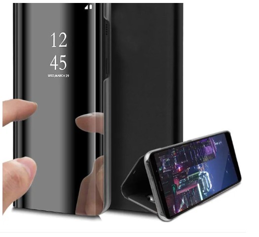 Picture of Samsung Galaxy J4 2018 - Clear View Case Flip Standing Cover Auto Lock Mirror Case