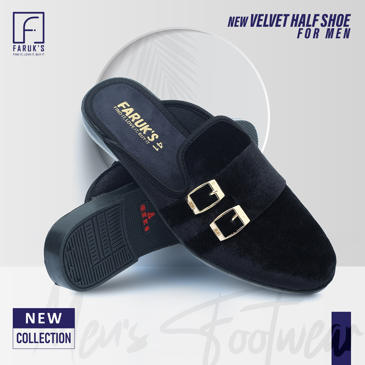 Picture of Trendsetter - Fashion Innovator - Highly Durable - New Fashionable Velvet Half Shoe For Men Black - Sustainable Choice - Well Inspired & Crafted