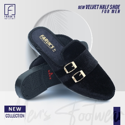 Picture of Trendsetter - Fashion Innovator - Highly Durable - New Fashionable Velvet Half Shoe For Men Black - Sustainable Choice - Well Inspired & Crafted