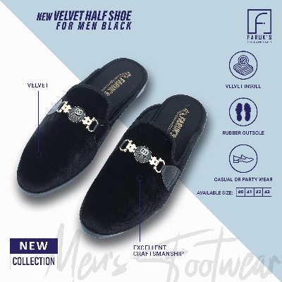 Picture of New Fashionable Velvet Half Shoe For Men Black