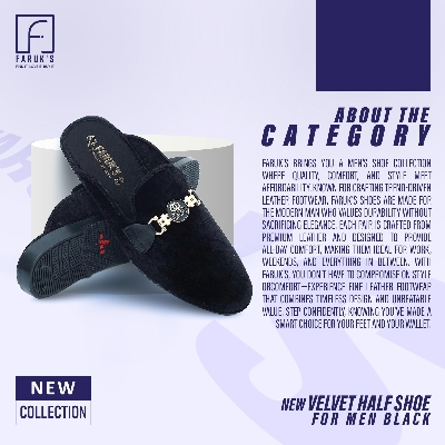 Picture of New Fashionable Velvet Half Shoe For Men Black