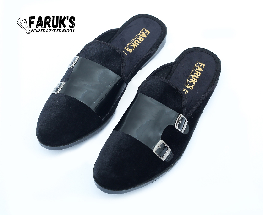 Picture of Athleisure - Avant Grade - Upscale Need - Velvet Half Shoe For Men Black -Loffer - Sensible - Must Have - Well Inspired & Crafted