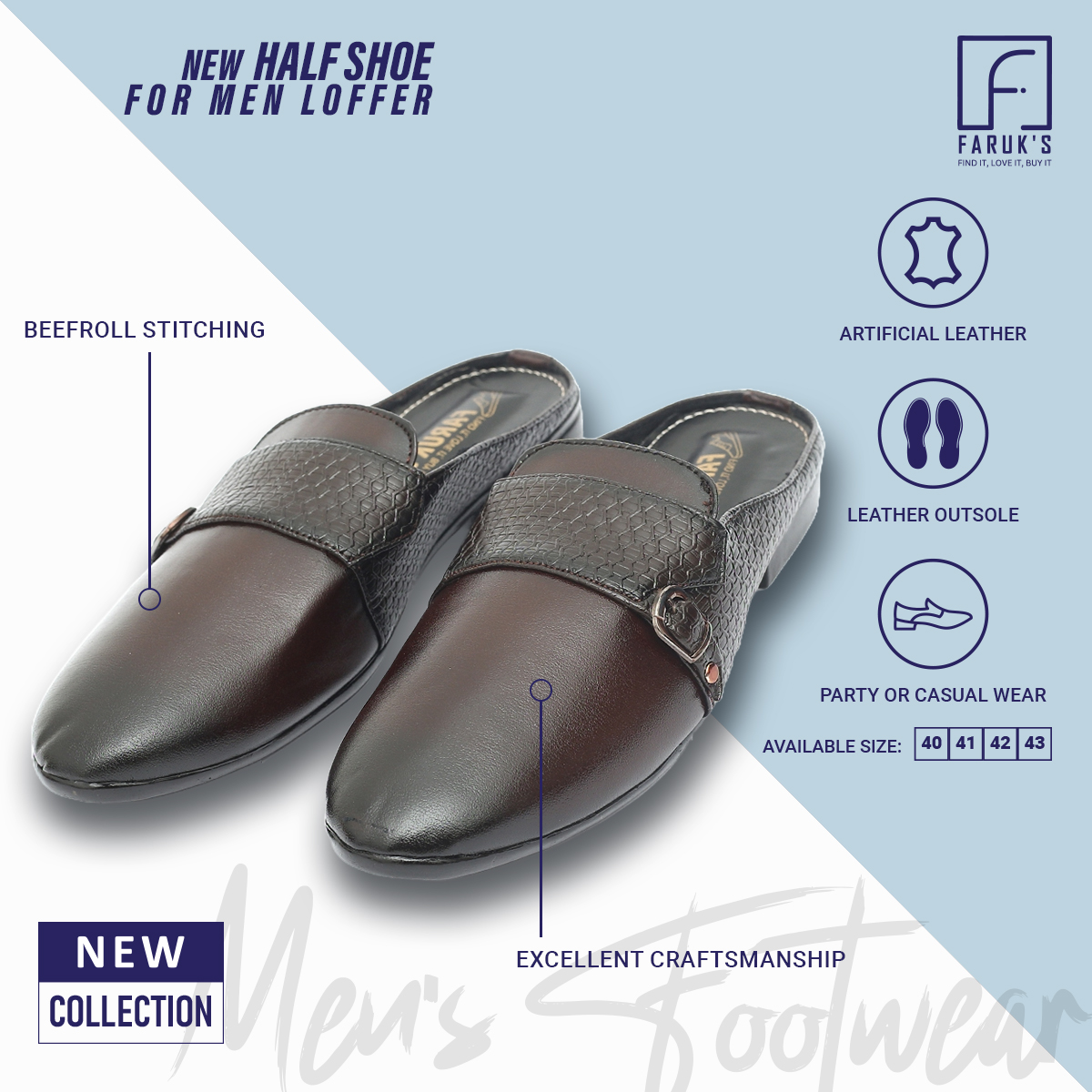 Picture of Half Shoe For Men Fashionable Premium Sandal For Men FARUK'S Flats Formal Half Shoe