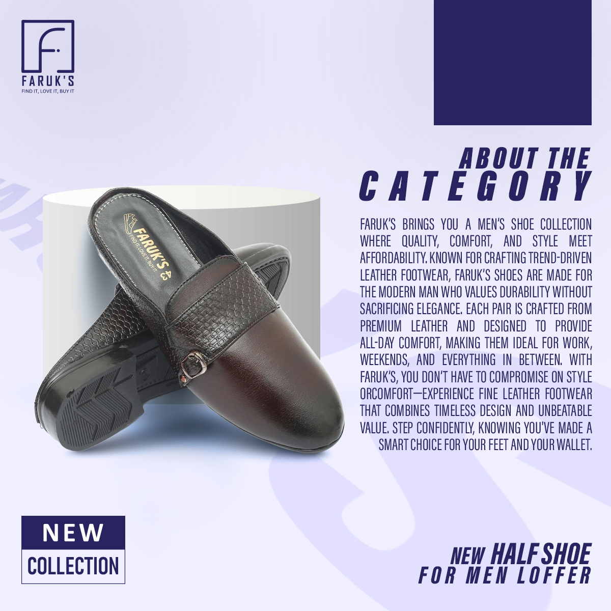 Picture of Half Shoe For Men Fashionable Premium Sandal For Men FARUK'S Flats Formal Half Shoe
