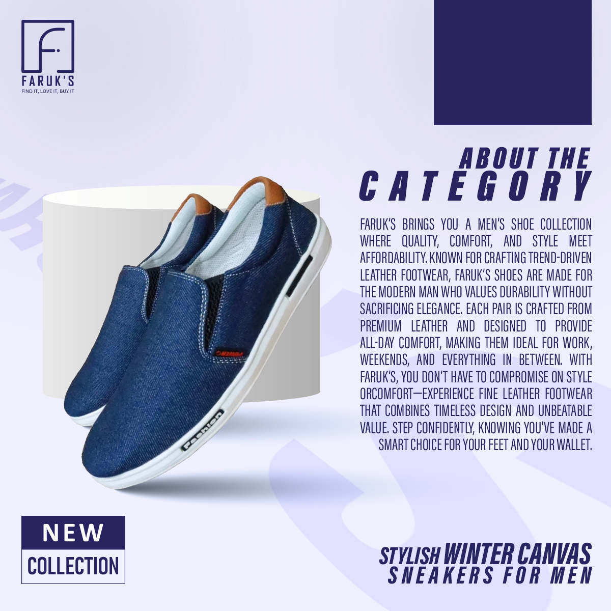 Picture of Stylish Black And Blue Color Winter Canvas Sneakers for Men