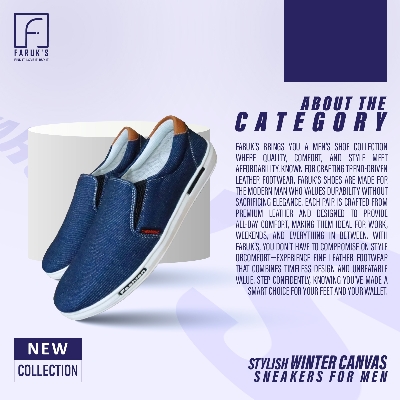 Picture of Stylish Black And Blue Color Winter Canvas Sneakers for Men