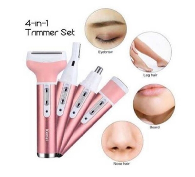 Picture of Kemei KM - 6637 Multifunctional 4 in 1 Rechargeable Women Body Shaver Beard Eyebrow Nose Trimmer Set Female Electric Shaver.
