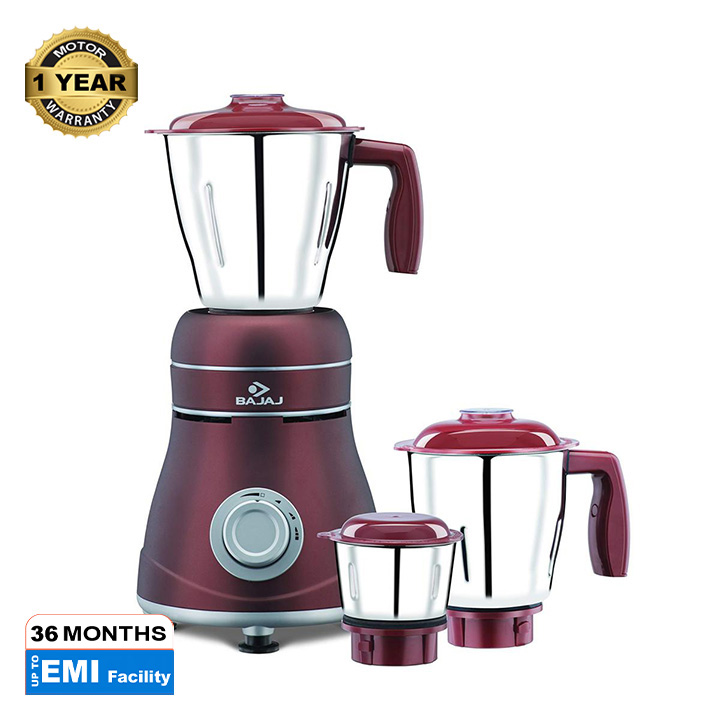 Picture of Bajaj Ivora 800W Mixer Grinder with Anti-Bacterial Coating and Nutri-Pro Feature, 3 Jars, Crimson Red