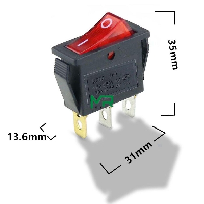 Picture of 1Pcs KCD3 Rocker Switch ON-OFF 2 Position 3 Pin Electrical equipment With Light Power Switch 16A 250VAC/ 20A 125VAC 35mm*31mm*14mm