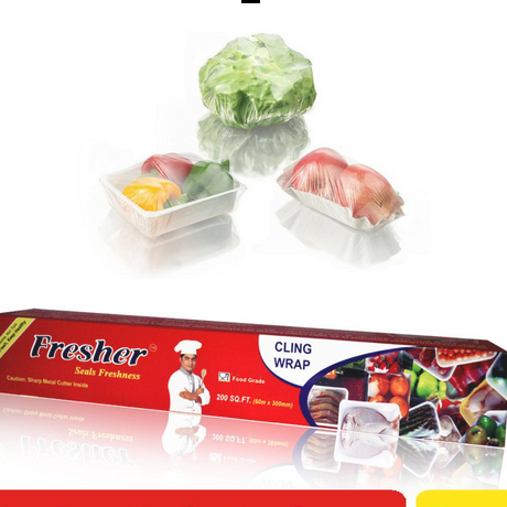 Picture of Fresher Plastic Stretch Wrap Clear Cling Food Grade PE Vinyl Film Plastic Wrapping Paper Roll 60 meter Ideal food Wrapping paper for Keeping Food Fresh
