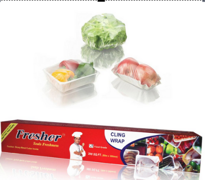Picture of Fresher Plastic Stretch Wrap Clear Cling Food Grade PE Vinyl Film Plastic Wrapping Paper Roll 60 meter Ideal food Wrapping paper for Keeping Food Fresh